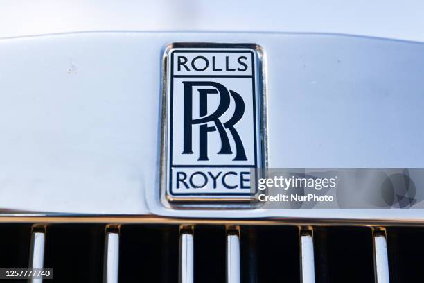 Rolls Royce emblem is seen on a car in Cannes, France on May 24, 2023.