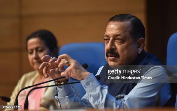 Minister of State in the Ministry of Personnel, Public Grievances and Pensions of India Dr. Jitendra Singh along with Secretary, Department of...