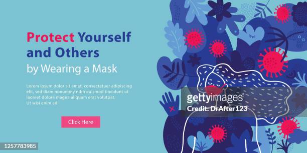protect yourself and others by wearing face mask web banner template - eyes closed stock illustrations