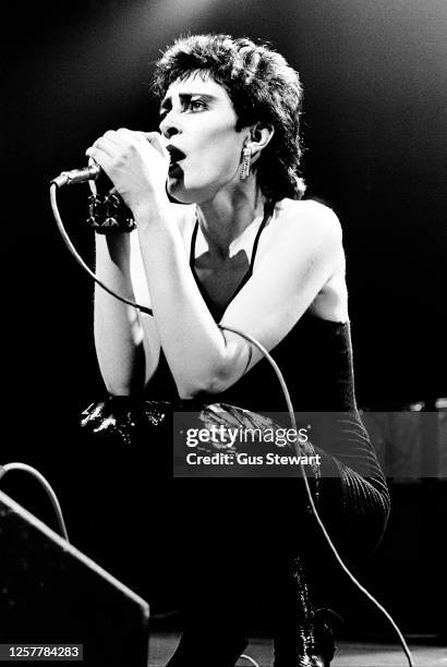 Siouxsie Sioux of Siouxsie and the Banshees performs on stage at the Rainbow Theatre, London, United Kingdom, 1978.