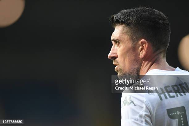 Pablo Hernandez of Leeds looks on during the Sky Bet Championship match between Leeds United and Charlton Athletic at Elland Road on July 22, 2020 in...