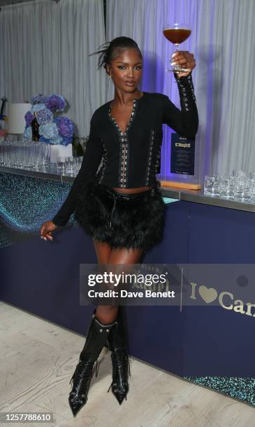 Leomie Anderson attends the Johnnie Walker Blue Label dinner celebrating Campbell Addy's 'I Love Campbell' exhibition, hosted by Ib Kamara, at 180...