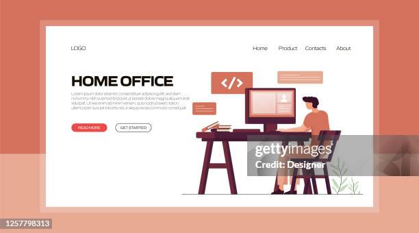 home office concept vector illustration for landing page template, website banner, advertisement and marketing material, online advertising, business presentation etc. - small office stock illustrations