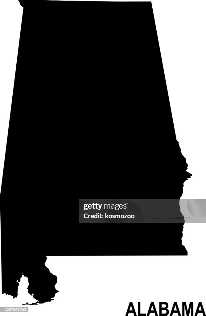Alabama State Background Black Basic Map Of Alabama Against White Background High-Res Vector ...