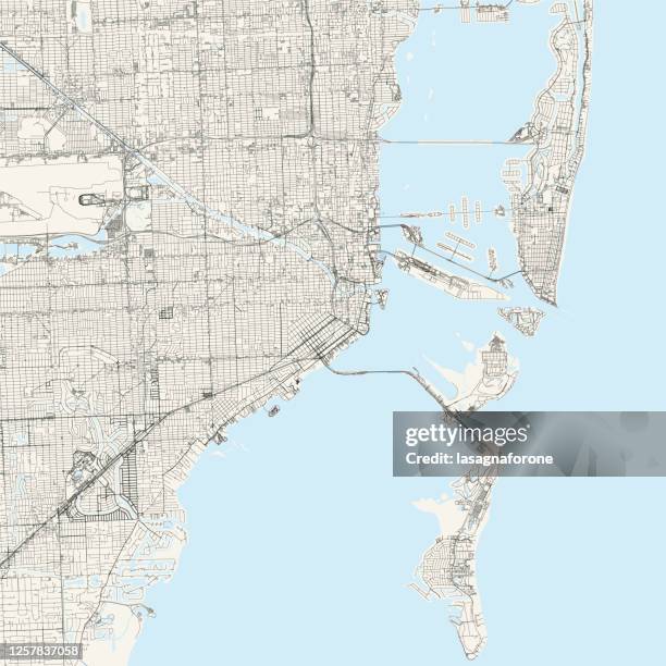 miami, florida vector map - coconut grove miami stock illustrations