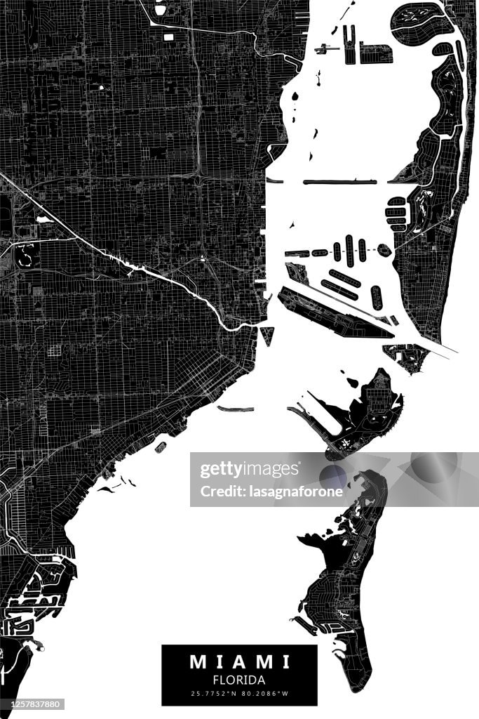 Miami, Florida Vector Map