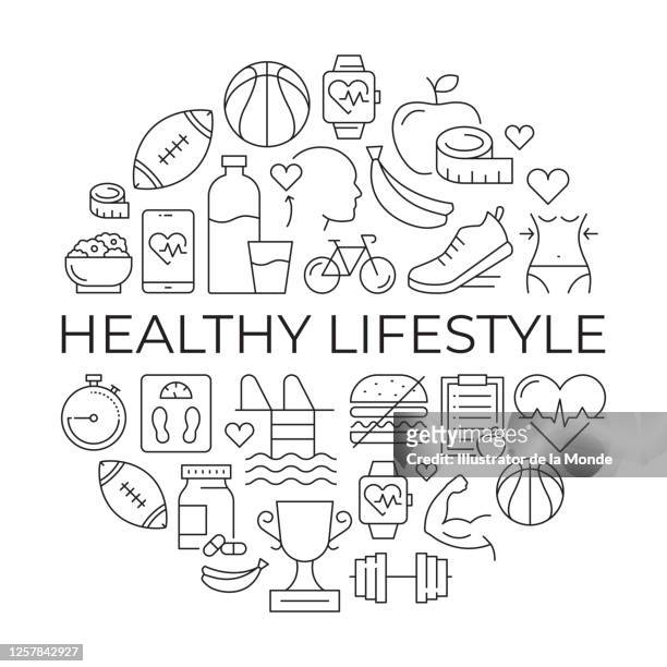 healthy lifestyle icon pattern design - athlete icon stock illustrations