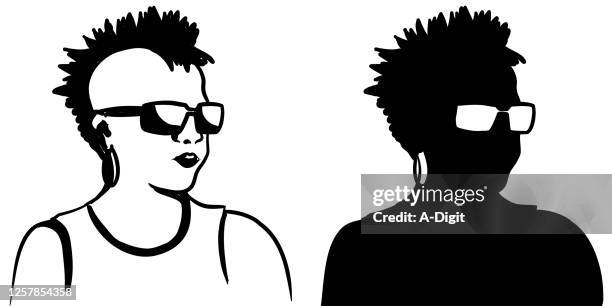 cool chick silhouette - punk stock illustrations