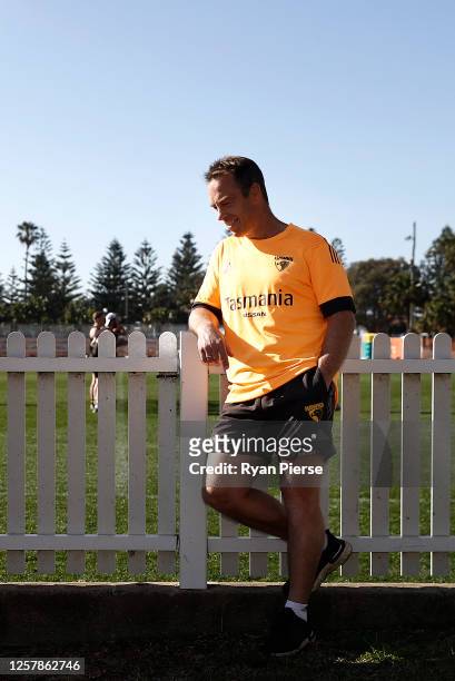 Alastair Clarkson, coach of the Hawks, looks on during a Hawthorn Hawks AFL Captains Run at Coogee Oval on July 24, 2020 in Sydney, Australia.