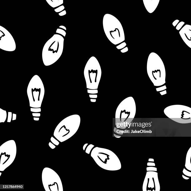 christmas lights doodle pattern 3 - string lights on black stock illustrations
