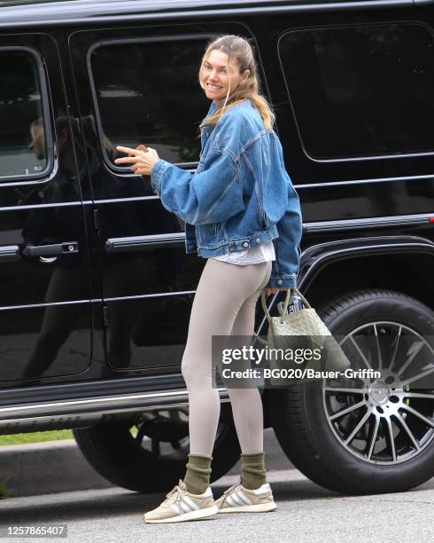 Jessica Hart is seen on May 24, 2023 in Los Angeles, California.