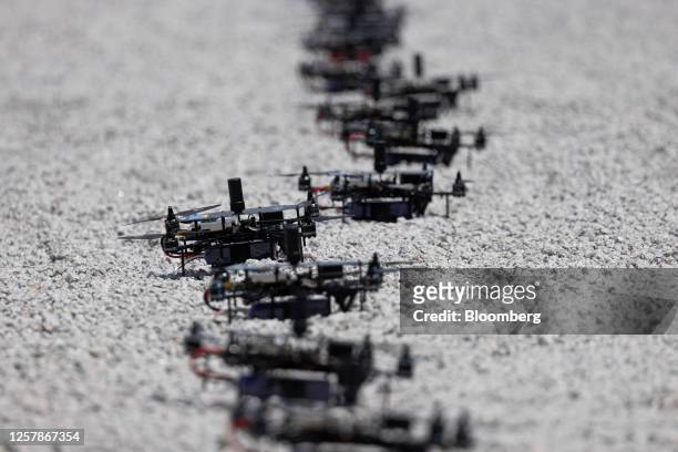 South Korean army drones during a joint live-fire exercise with US army at the Seungjin Fire Training Center in Pocheon, South Korea, on Thursday,...