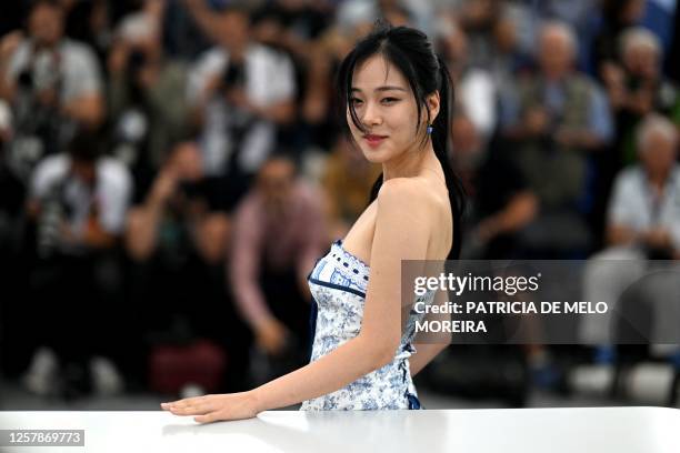 South Korean singer and actress Kim Hyung-Seo aka Bibi poses during a photocall for the film "Hwa-Ran" at the 76th edition of the Cannes Film...