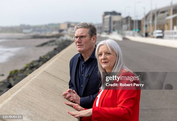 Keir Starmer with Labour candidate Wilma Brown during a walk on the ...