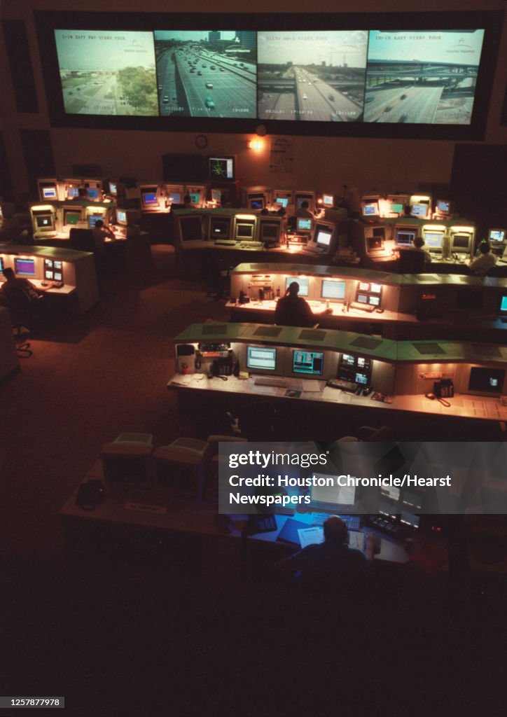 Houston Command Screen Overall photo of the control room at the Houston TranStar agency's ...