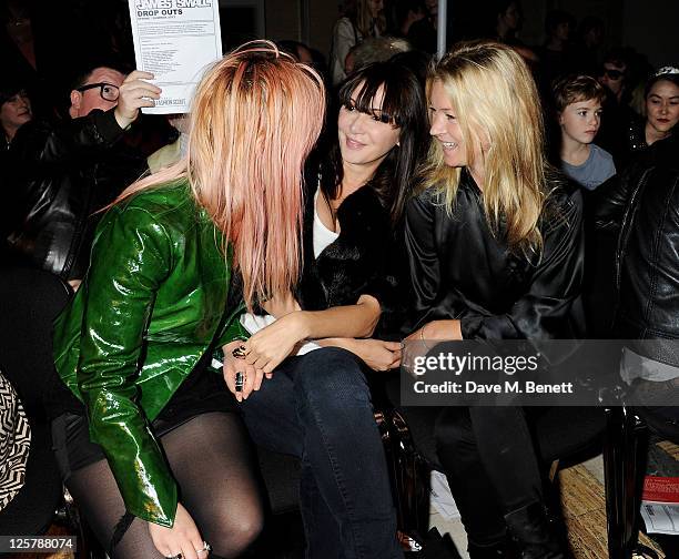 Sharna Liguz, Annabelle Neilson and Kate Moss attend the James Small Menswear Spring/Summer 2012 runway show during London Fashion Week at the...