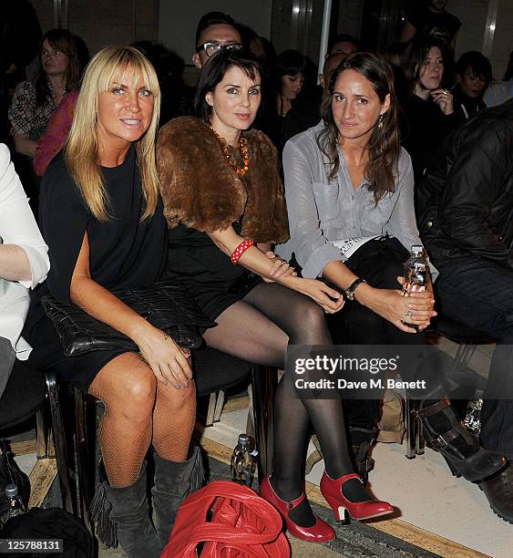 Meg Mathews, Sadie Frost and Rose Ferguson attend the James Small Menswear Spring/Summer 2012 runway show during London Fashion Week at the Vauxhall...
