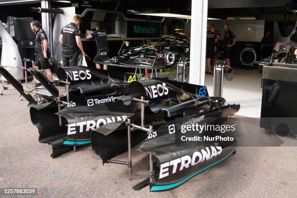 New detail on the George Russell of uk driving the Mercedes-AMG Petronas F1 Team F1 W14 E Performance Mercedes car during the Formula 1 Grand Prix De...