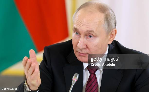 Russian President Vladimir Putin attends the Eurasian Economic Union Leaders' Summit in Moscow, Russia on May 25, 2023. The leaders of member...