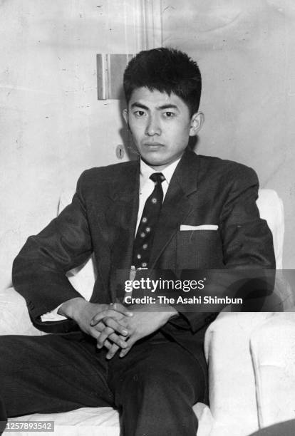 Writer Shintaro Ishihara is seen on January 31, 1956 in Tokyo, Japan.