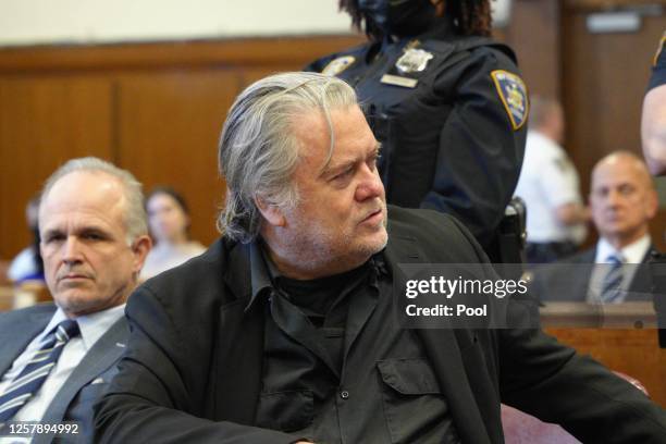 Steve Bannon, former advisor to President Donald Trump, appears in Manhattan Supreme Court to set his trial date on May 25, 2023 in New York City....