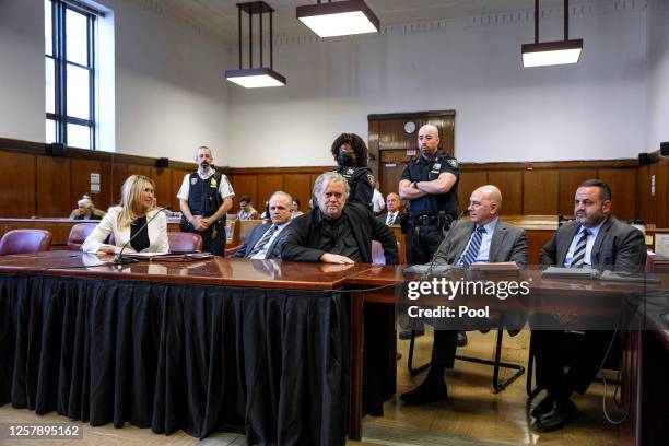 Steve Bannon, former advisor to President Donald Trump, appears in Manhattan Supreme Court to set his trial date on May 25, 2023 in New York City....