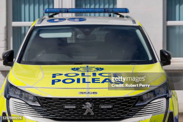 General view of Police vehicles outside Cowdenbeath Police Station, on May 25, 2023 in Cowdenbeath, Scotland. Earlier today, Scotland Police's...
