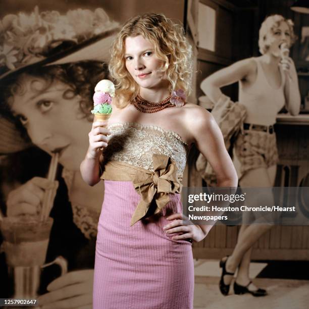 For "Best Dressed" section fashion layout, "ice cream" colored spring dresses photographed at the Blue Bell Creamery in Brenham, Thursday afternoon,...