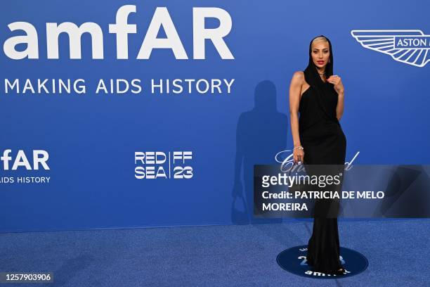 Saudi model Roz arrives to attend the annual amfAR Cinema Against AIDS Cannes Gala at the Hotel du Cap-Eden-Roc in Cap d'Antibes, southern France, on...