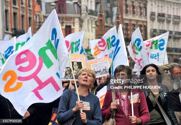 Quelques 400 enseignants manifestent, le 06 septembre 2010 dans les rues de Lille, pour protester contre la réforme menée par le ministre de...