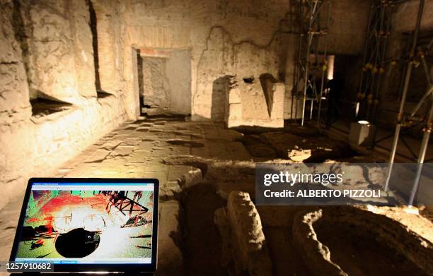 Technicians take measures in the Domus Aurea erected in Rome by Roman emperor Nero in the first century, 19 December 2006. The historic villa will be...