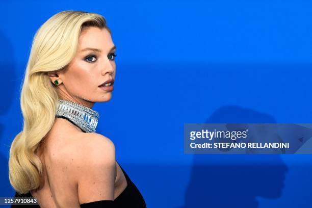 Belgian model Stella Maxwell arrives to attend the annual amfAR Cinema Against AIDS Cannes Gala at the Hotel du Cap-Eden-Roc in Cap d'Antibes,...
