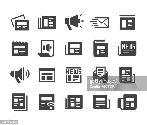 news icons set - classic series - article stock illustrations