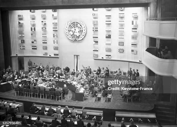 La première session du Conseil de sécurité de l'ONU consacrée à la guerre indo-pakistanaise lors de l'Assemblée générale des Nations unies au palais...