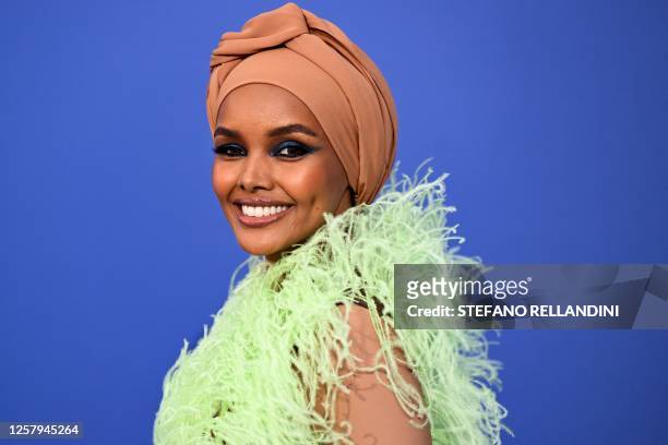 Kenyan model Halima Aden arrives to attend the annual amfAR Cinema Against AIDS Cannes Gala at the Hotel du Cap-Eden-Roc in Cap d'Antibes, southern...