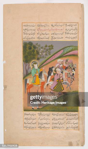Muhammad and His Followers Going to Battle, Folio from a Hamla-yi Haidari, circa 1820. Artist Unknown.