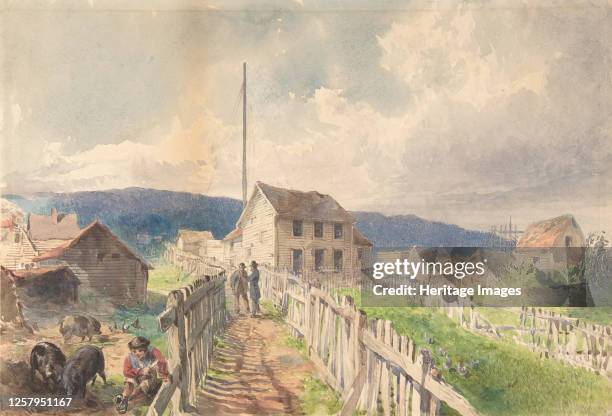 First Telegraph House at Heart's Content, Newfoundland 1866. Artist Robert Charles Dudley.