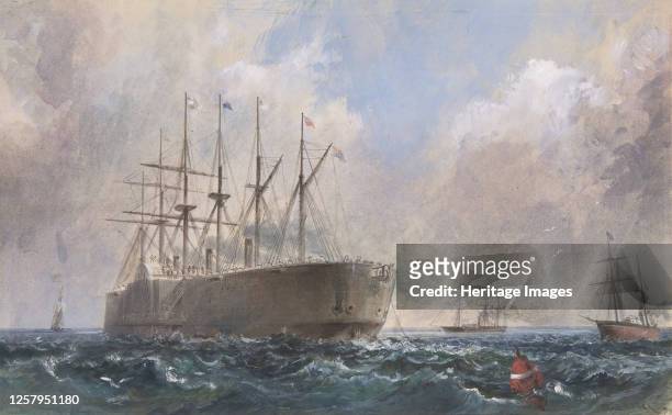 Telegraph Cable Fleet at Sea 1865-66. Artist Robert Charles Dudley.