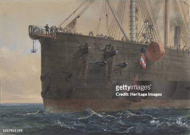 In the Bows of the Great Eastern: The Cable Broken and Lost, Preparing to Grapple, August 2nd 1865. Artist Robert Charles Dudley.