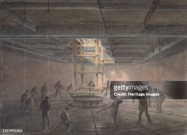 Interior of One of the Tanks on Board the Great Eastern: The Cable Passing Out, 1865-66. Artist Robert Charles Dudley.