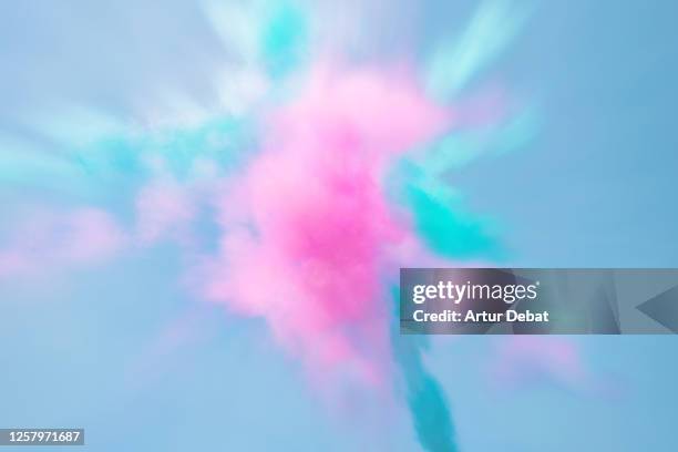 creative picture of beautiful color explosion in the sky. - colorful powder explosion stockfoto's en -beelden