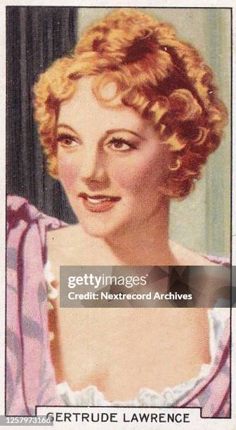 Collectible tobacco card, 'Portraits of Famous Stars' series, published 1935 by Gallaher Cigarettes, depicting cinema and theater stars, here...