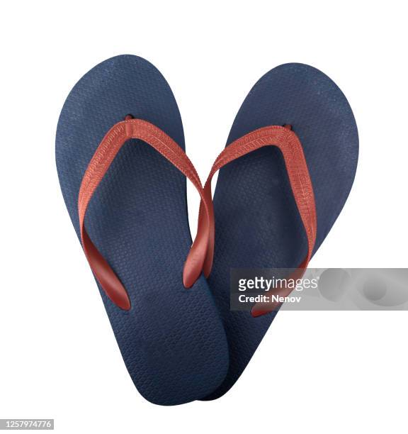 close-up of flip-flop on white background - slippers stockfoto's en -beelden