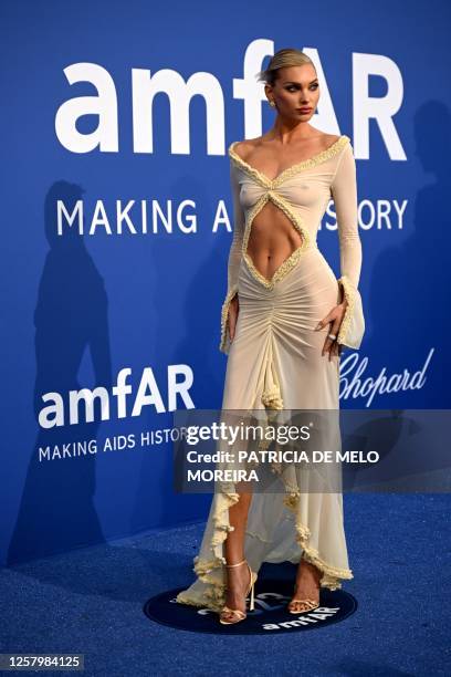 Swedish model Elsa Hosk arrives to attend the annual amfAR Cinema Against AIDS Cannes Gala at the Hotel du Cap-Eden-Roc in Cap d'Antibes, southern...