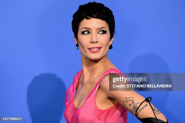 Singer Halsey arrives to attend the annual amfAR Cinema Against AIDS Cannes Gala at the Hotel du Cap-Eden-Roc in Cap d'Antibes, southern France, on...