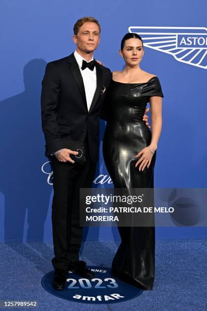 German-Costa Rican actress Ruby O. Fee and German actor Matthias Schweighofer arrive to attend the annual amfAR Cinema Against AIDS Cannes Gala at...