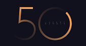 Golden line fifty logo vector