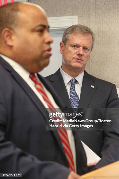 December 12, 2018: Massachusetts Governor looks on as Lawrence Mayor Dan Rivera joins political leaders and gas company officials to give an update...