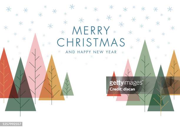stockillustraties, clipart, cartoons en iconen met de achtergrond van kerstmis met bomen en sneeuwvlokken. - decorated christmas trees outside