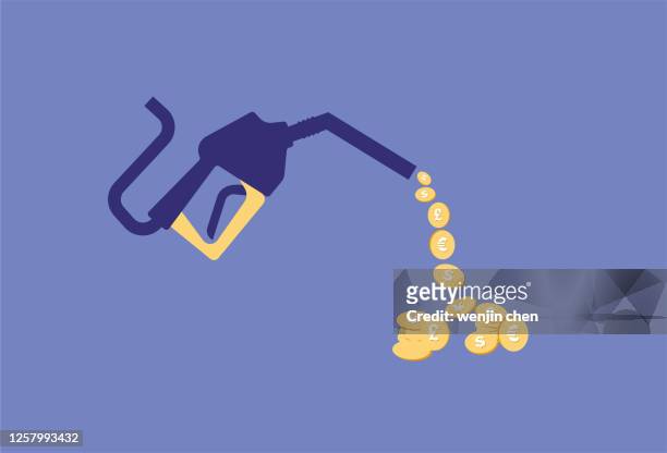 money out of the fuel gun - gasoline pouring stock illustrations